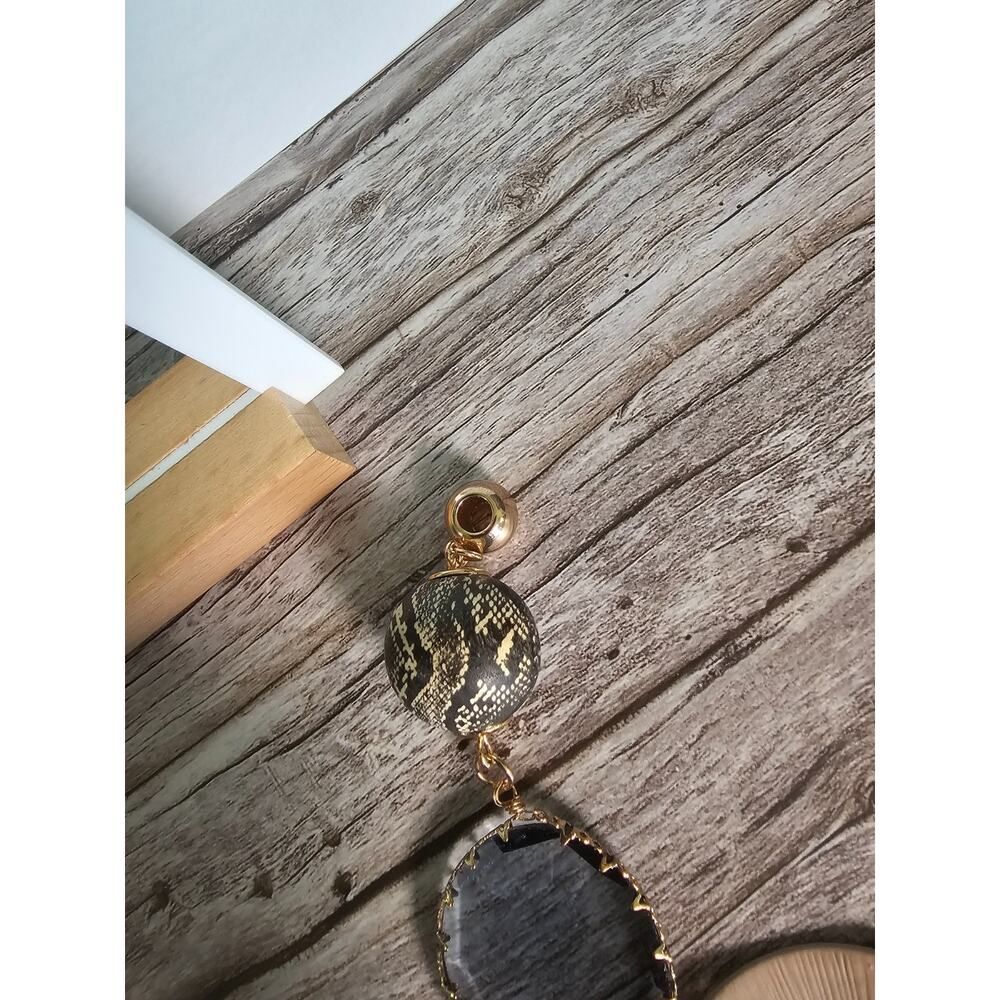 Textured Sphere Hoop Earrings & Large Disc Pendant Charm Statement no chain - Picture 7 of 8